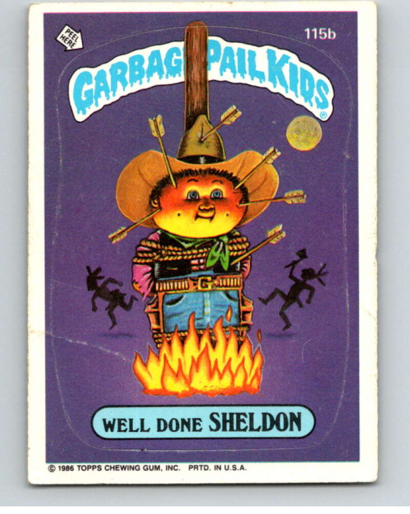 1986 Topps Garbage Pail Kids Series 3 #115b Well Done Sheldon V73032 Image 1