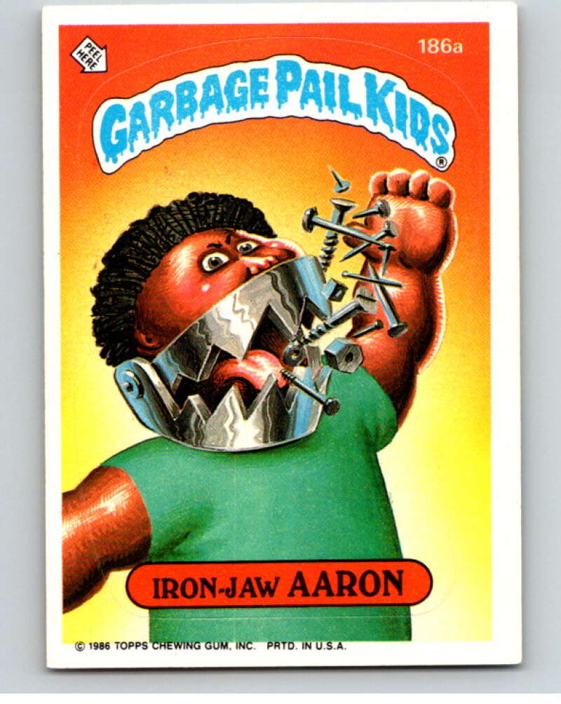 1986 Topps Garbage Pail Kids Series 5 #186A Iron-Jaw Aaron V73195 Image 1