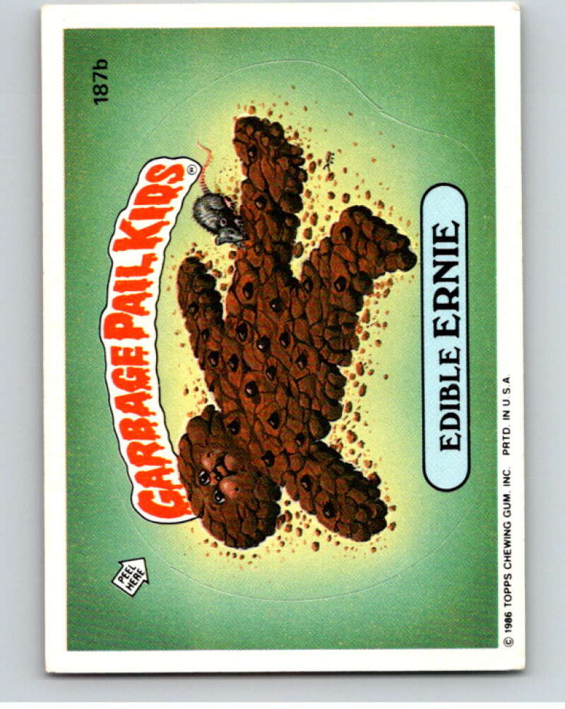 1986 Topps Garbage Pail Kids Series 5 #187B Edible Ernie V73198 Image 1