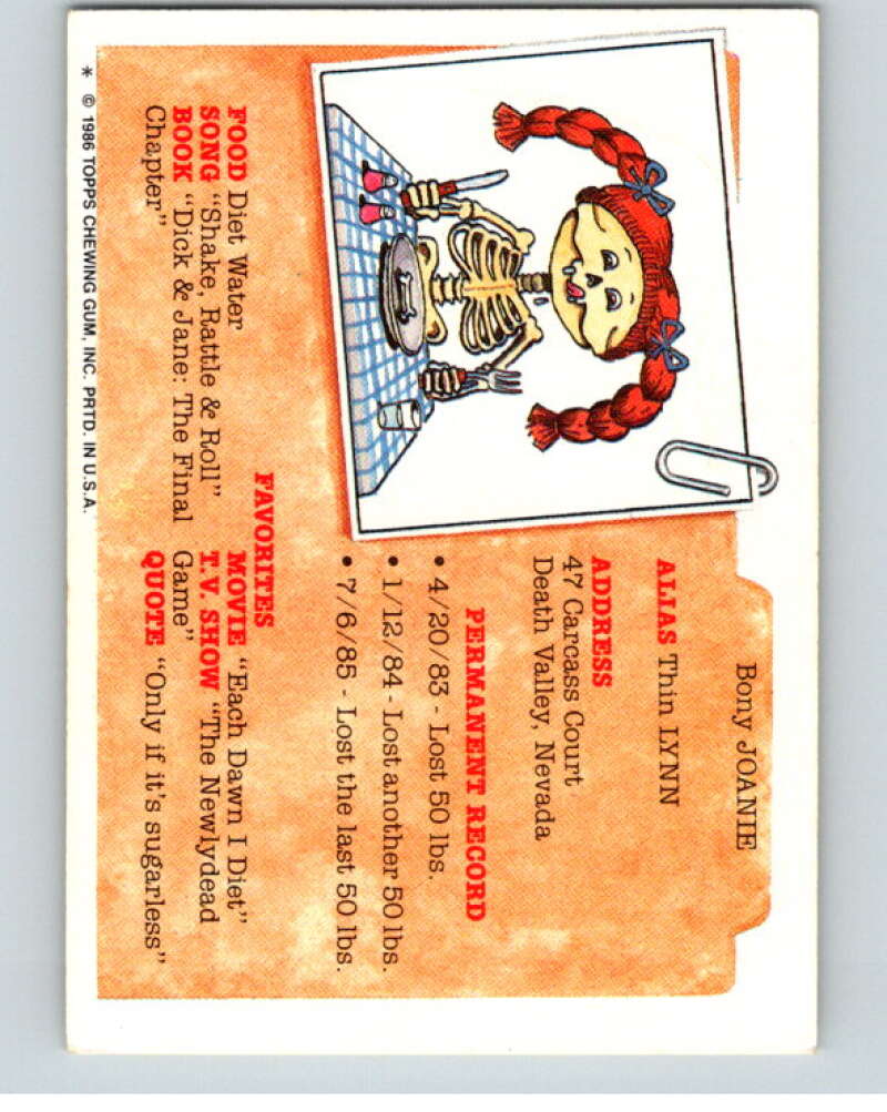 1986 Topps Garbage Pail Kids Series 5 #191A Ben Bolt V73207 Image 2