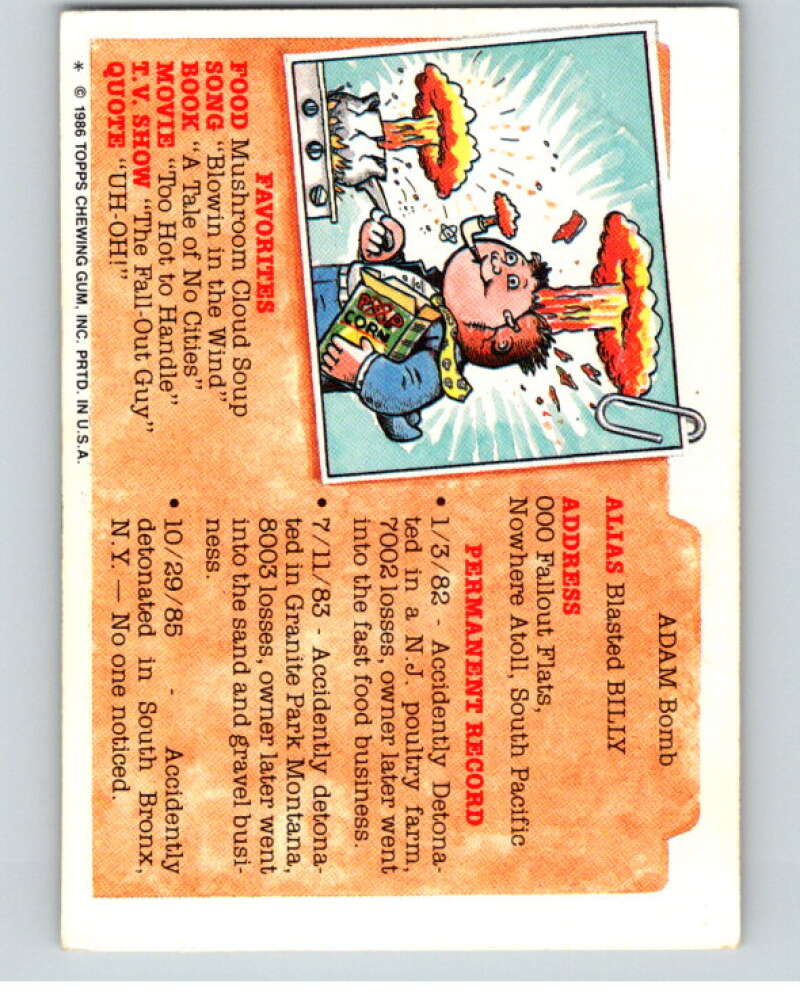 1986 Topps Garbage Pail Kids Series 5 #201A Michael Mutant V73236 Image 2