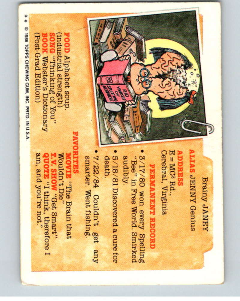 1986 Topps Garbage Pail Kids Series 5 #206A Deaf Geoff V73246 Image 2