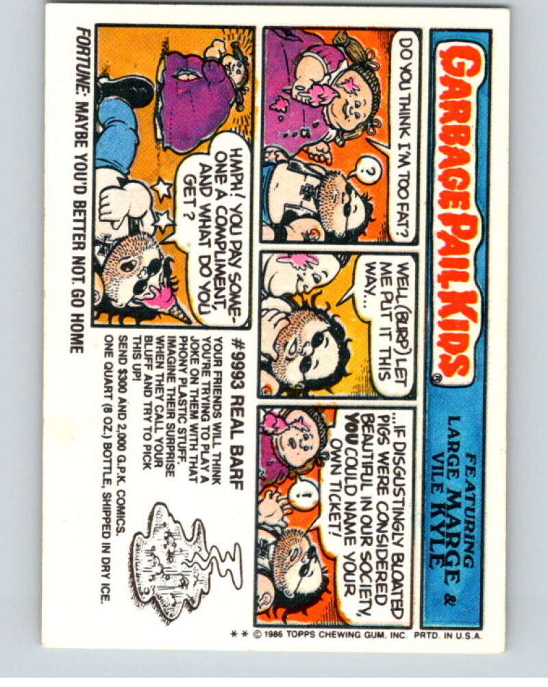 1986 Topps Garbage Pail Kids Series 6 #224B Pagan Megan V73288 Image 2