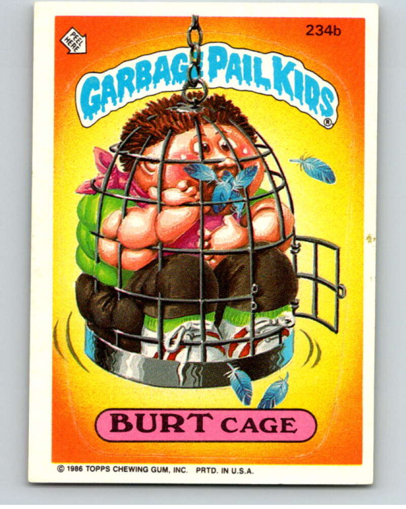 1986 Topps Garbage Pail Kids Series 6 #234B Burt Cage V73310 Image 1