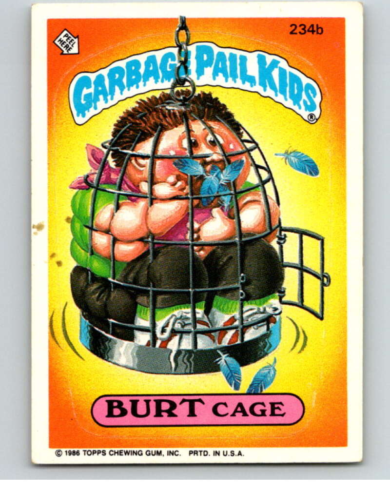 1986 Topps Garbage Pail Kids Series 6 #234B Burt Cage V73311 Image 1
