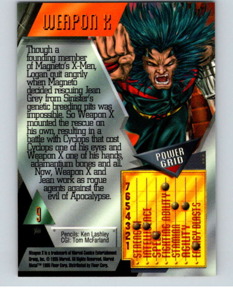 1995 Marvel Metal #9 Weapon X V73830 Image 2
