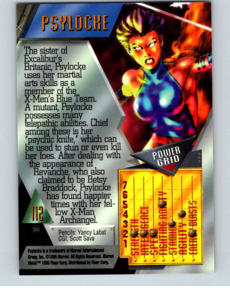 1995 Marvel Metal #112 Psylocke V73853 Image 2