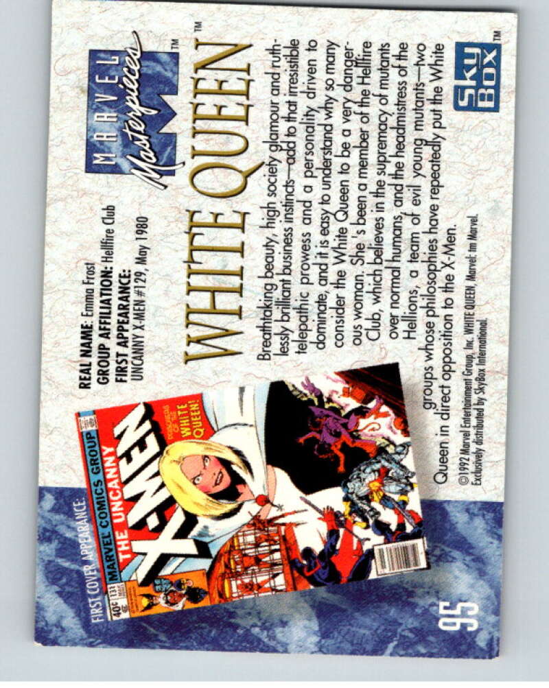 1992 Skybox Marvel Masterpieces #95 White Queen V73882 Image 2