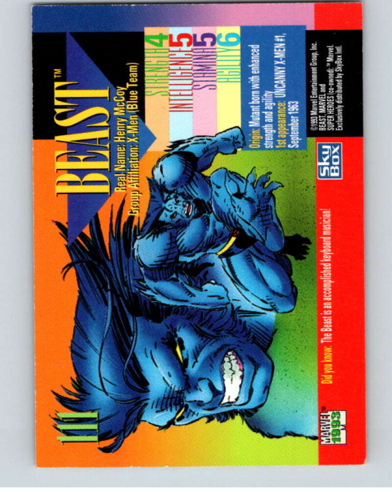 1993 SkyBox Marvel Universe #111 Beast V73902 Image 2