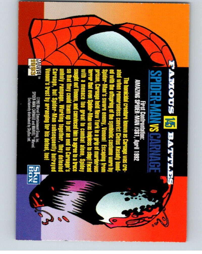 1993 SkyBox Marvel Universe #145 Spider-Man/Carnage V73932 Image 2