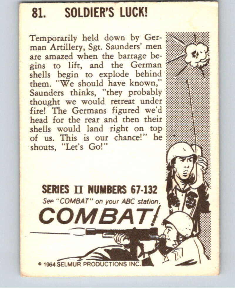 1964 Donruss Combat #81 Soldier's Luck V74093 Image 2