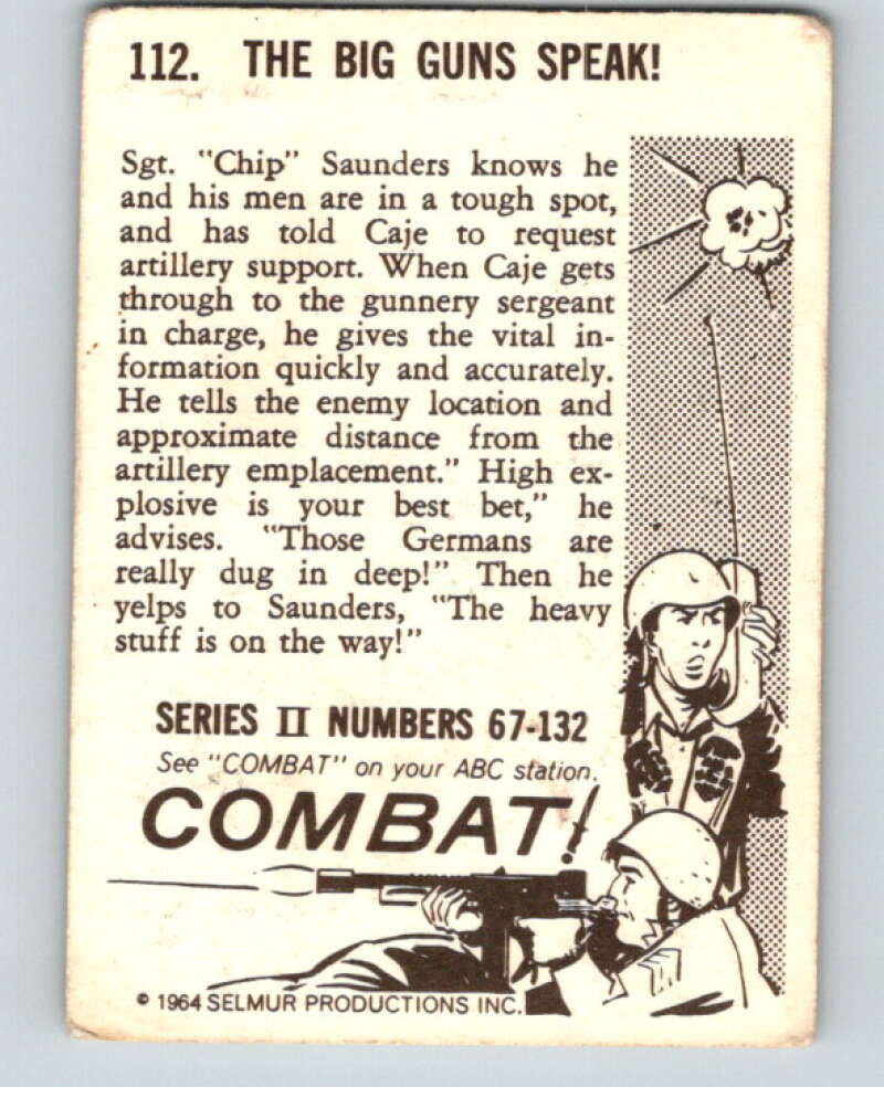 1964 Donruss Combat #112 The Big Guns Speak V74115 Image 2