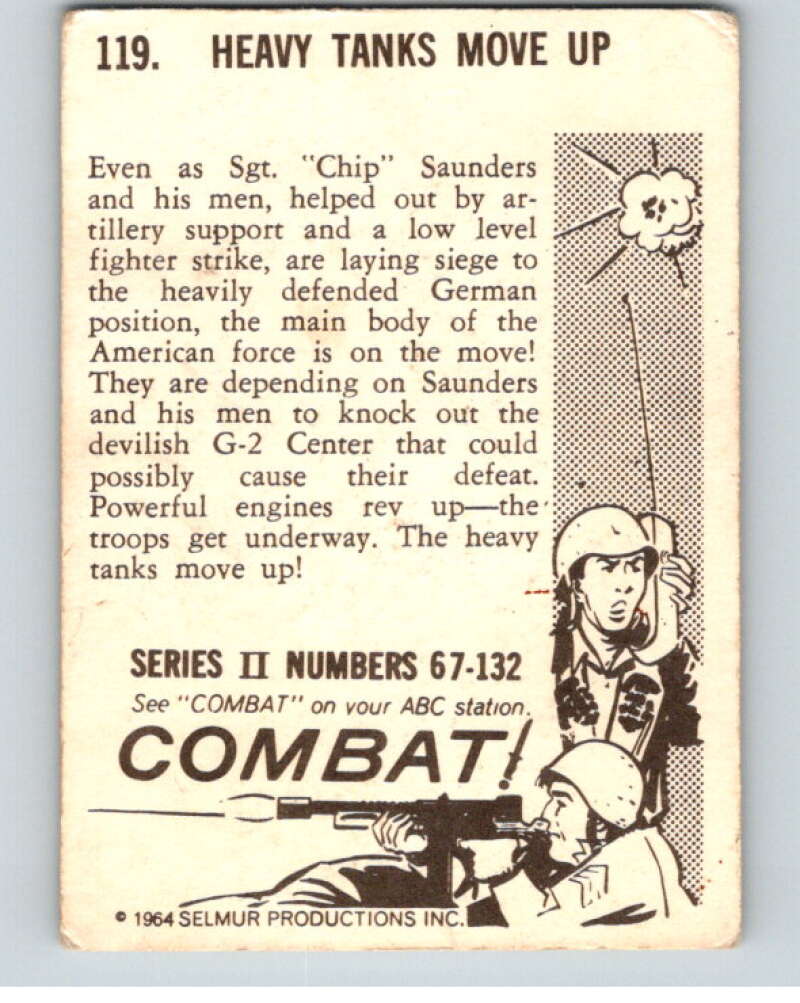 1964 Donruss Combat #119 Heavy Tanks Move Up V74117 Image 2
