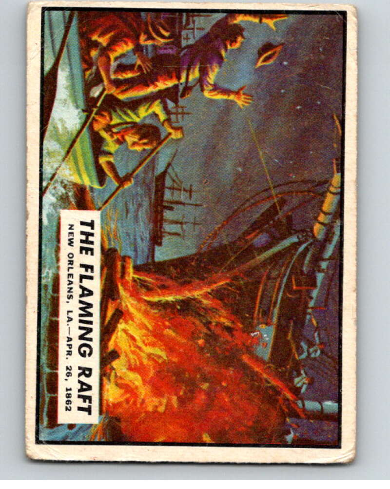 1962 Topps Civil War News #17 The Flaming Raft V74131 Image 1