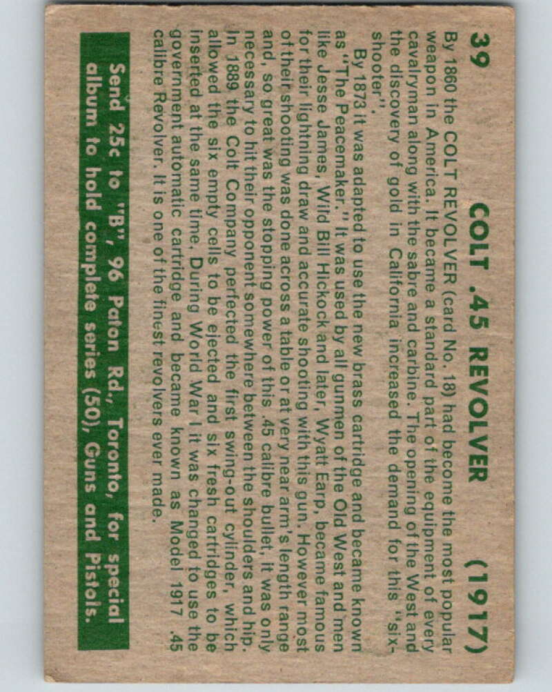 1953 Guns and Pistols #39 Colt .45 Revolver V74148 Image 2