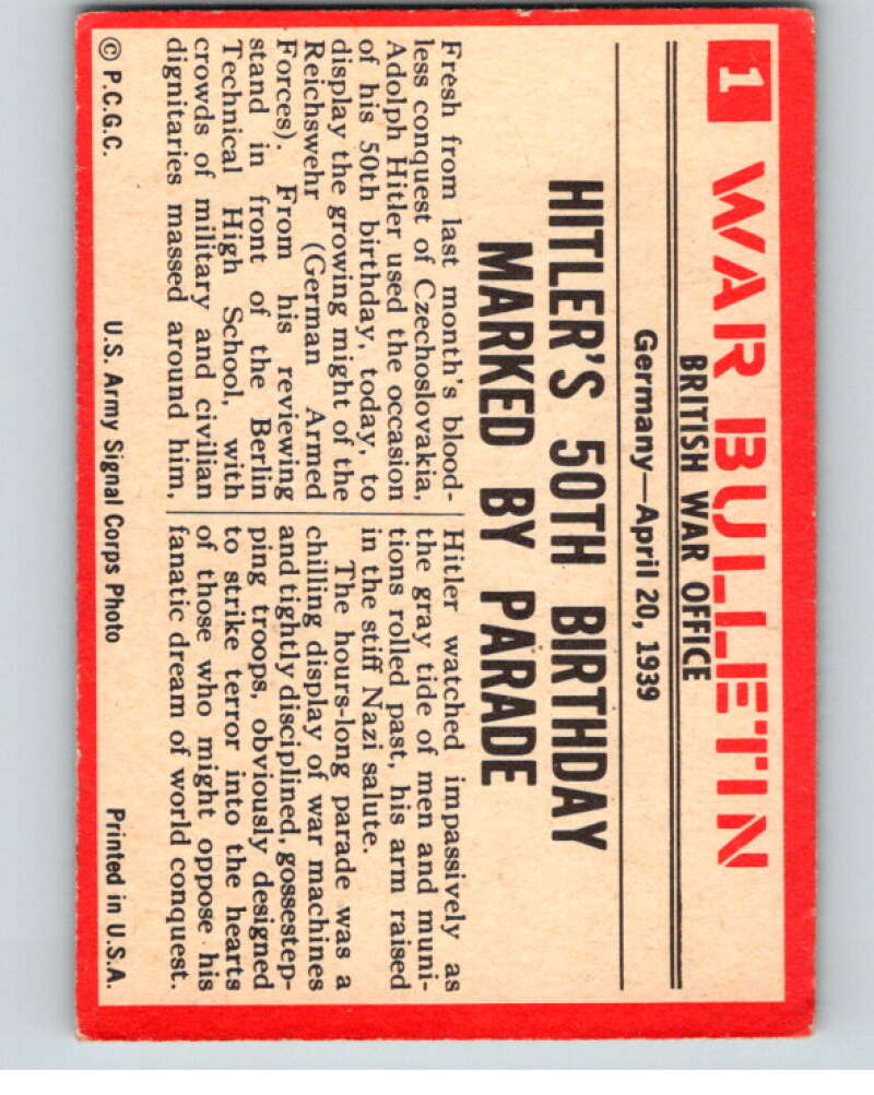 1965 Philadelphia Gum War Bulletin #1 Europe Beware V74220 Image 2