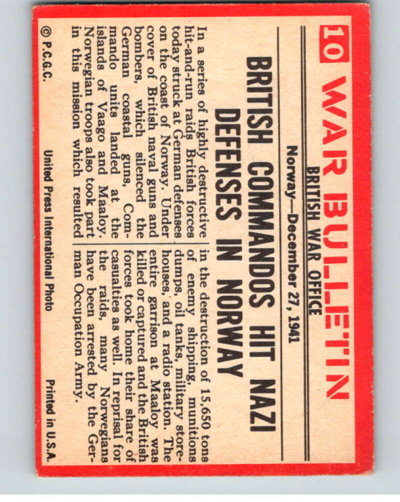 1965 Philadelphia Gum War Bulletin #10 Hit And Run V74221 Image 2