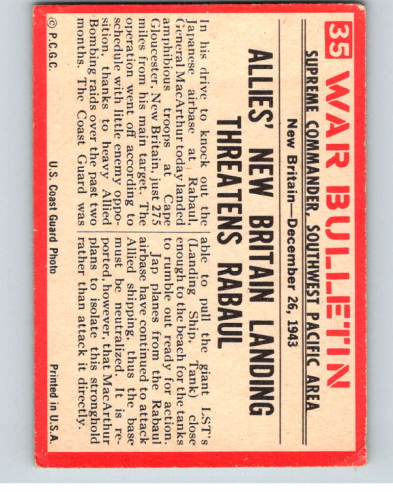 1965 Philadelphia Gum War Bulletin #35 Ocean-Going Garage V74229 Image 2