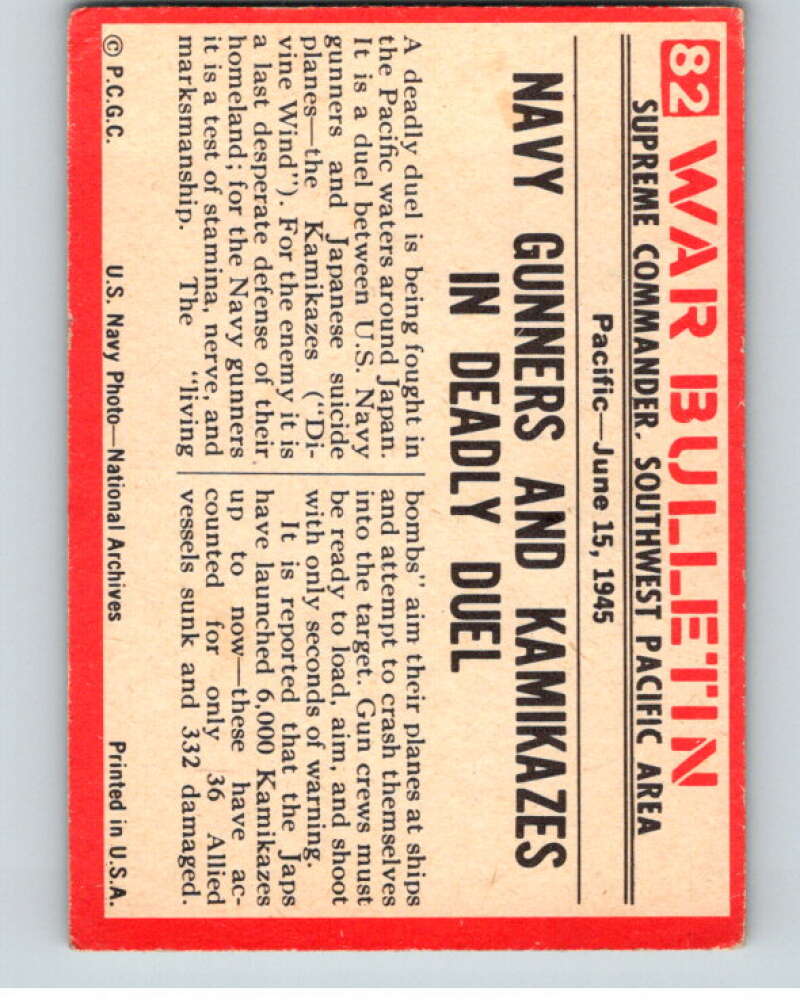 1965 Philadelphia Gum War Bulletin #82 Divine Wind V74245 Image 2