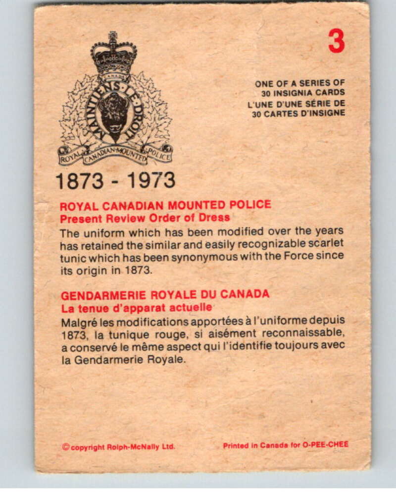 1973  Canadian Mounted Police Centennial Emblem #3 Mounted Police  V74266 Image 2