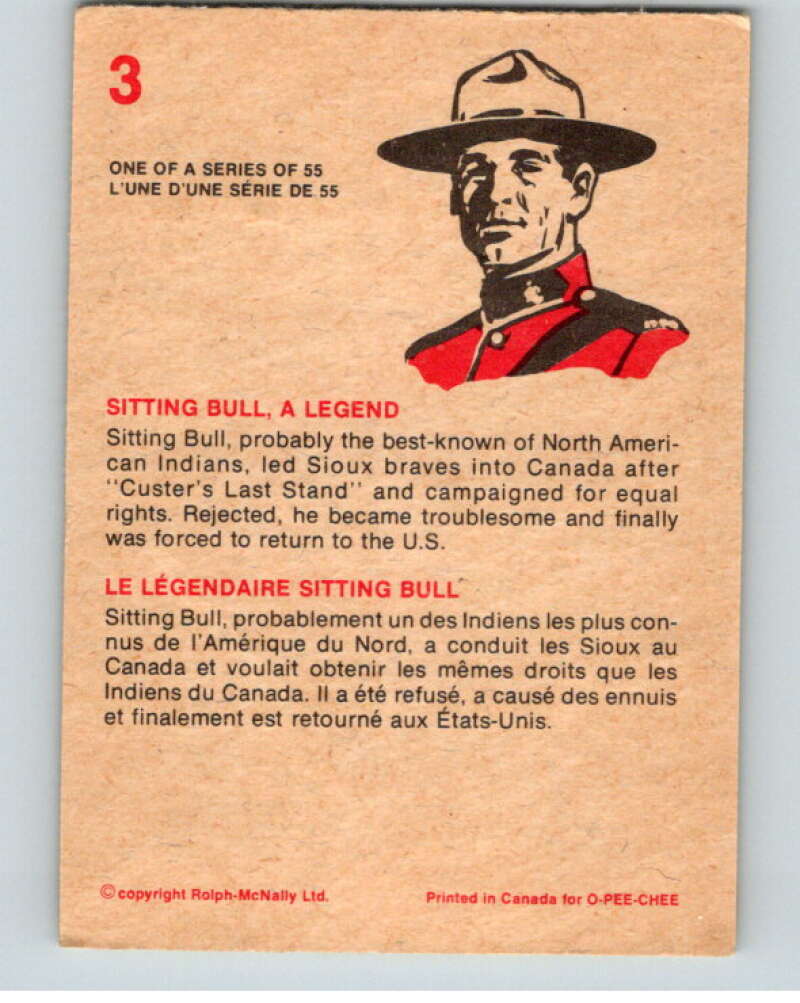1973 Canadian Mounted Police Centennial #3 Sitting Bull, a Legend V74274 Image 2