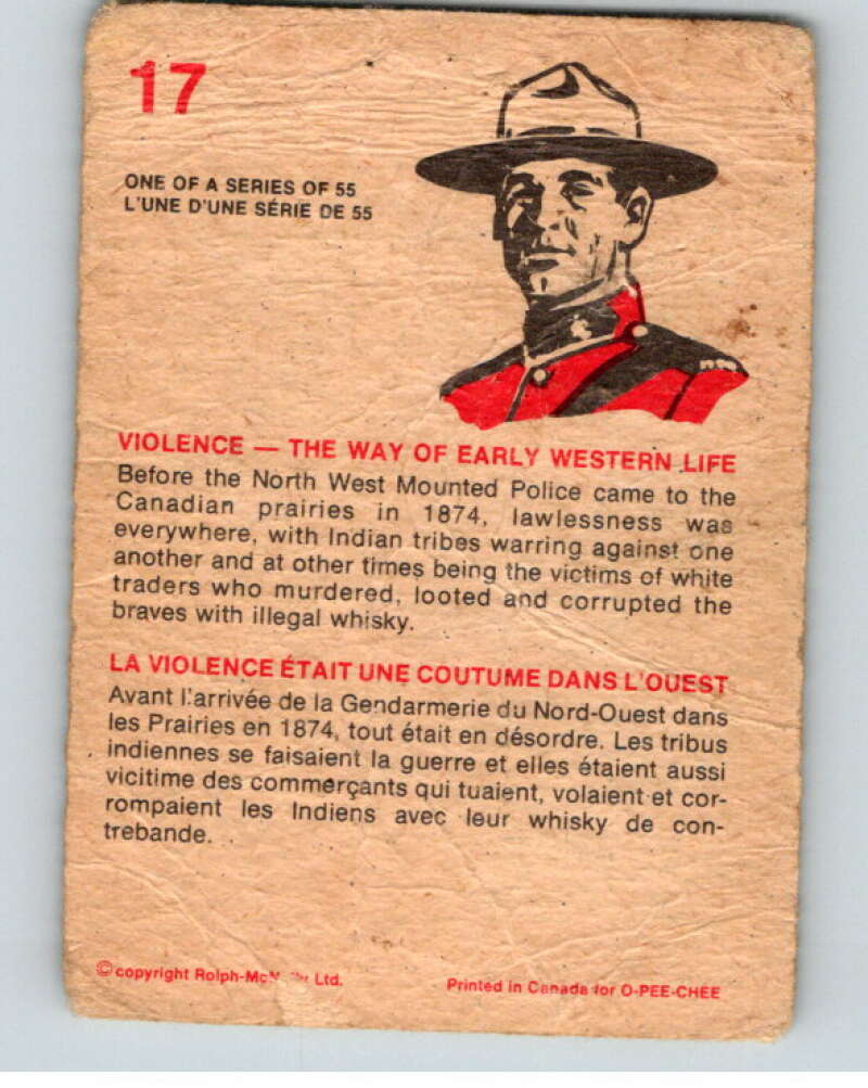 1973 Canadian Mounted Police Centennial #17 Violence V74289 Image 2