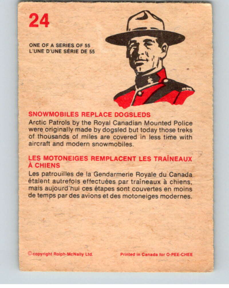 1973  Canadian Mounted Police Centennial #24 Snowmobiles Replace Dogsleds  V74292 Image 2