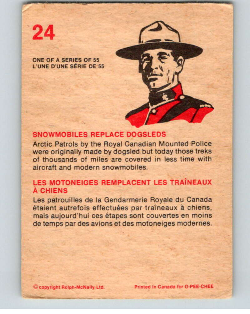 1973 Canadian Mounted Police Centennial #24 Snowmobiles Replace Dogsleds V74293 Image 2