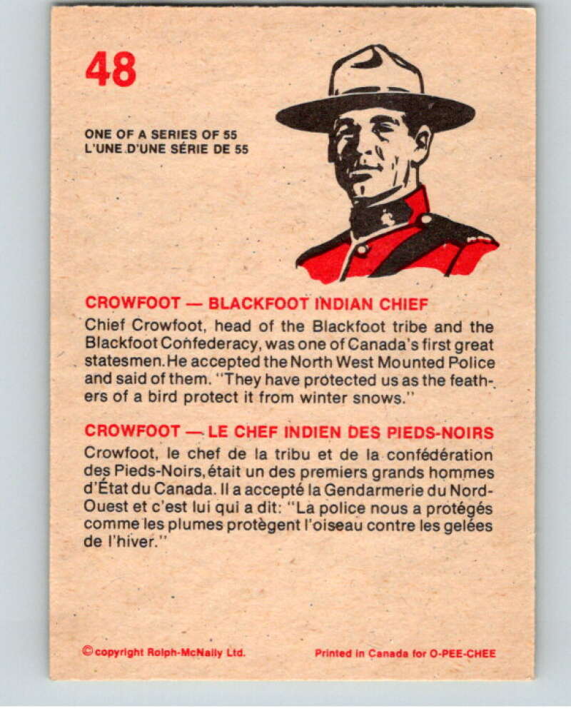1973 Canadian Mounted Police Centennial #48 Crowfoot - Blackfoot Chief V74325 Image 2