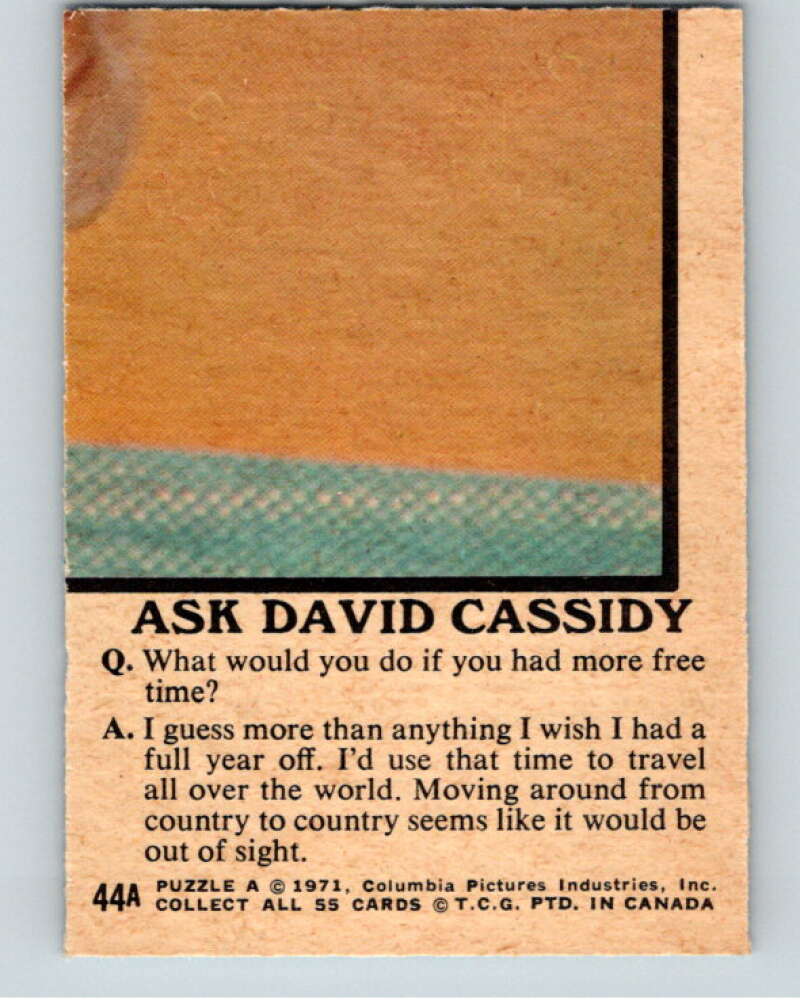 1971 Partridge Family Series A OPC #44A Unwanted Visitor V74511 Image 2
