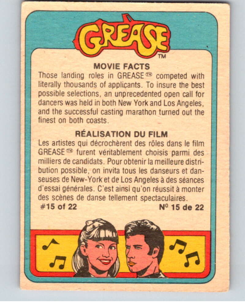 1978 Grease OPC #1 Danny and Sandy V74611 Image 2