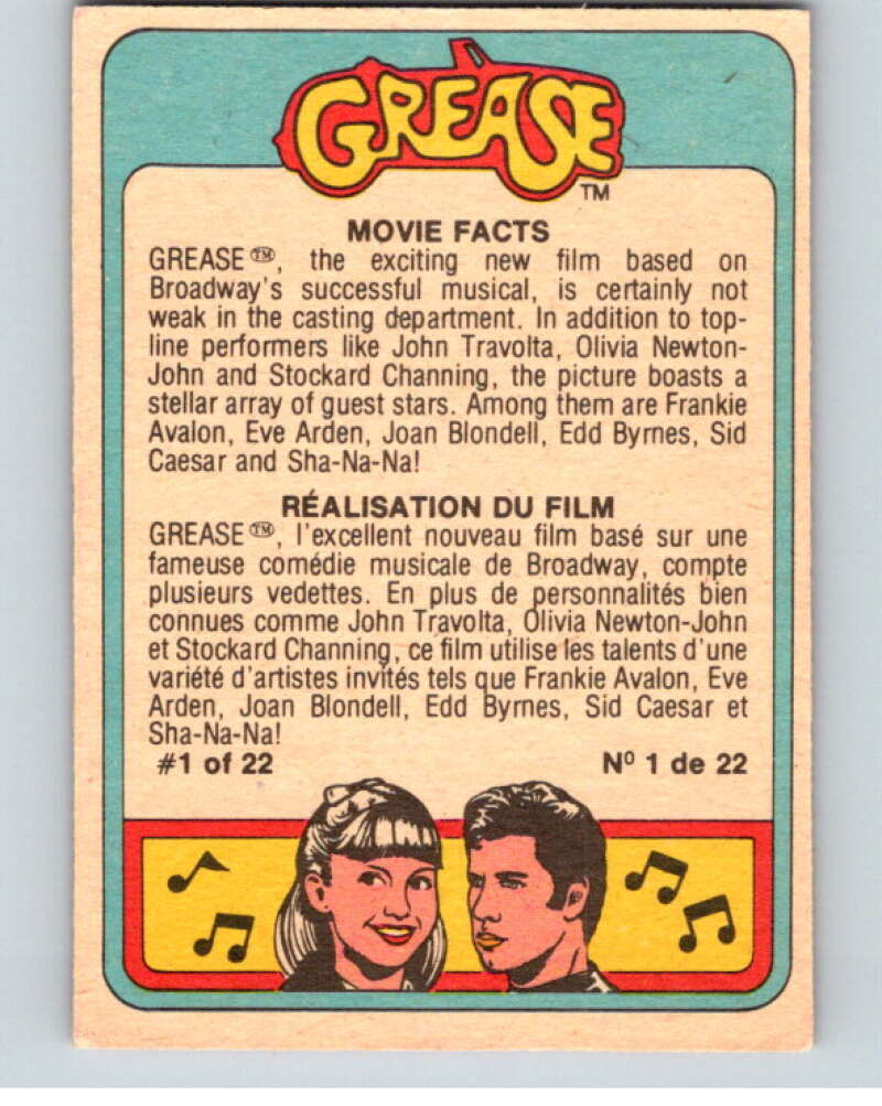1978 Grease OPC #10 The Thunderbirds! V74634 Image 2