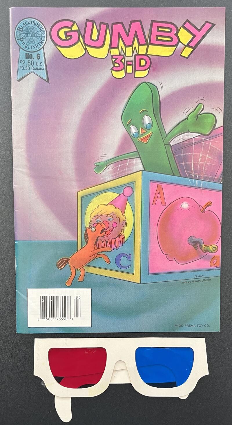 Gumby 3-D #6 Blackthorne Comic Book Dec. 1987 - Newsstand Edition CB16 Image 1