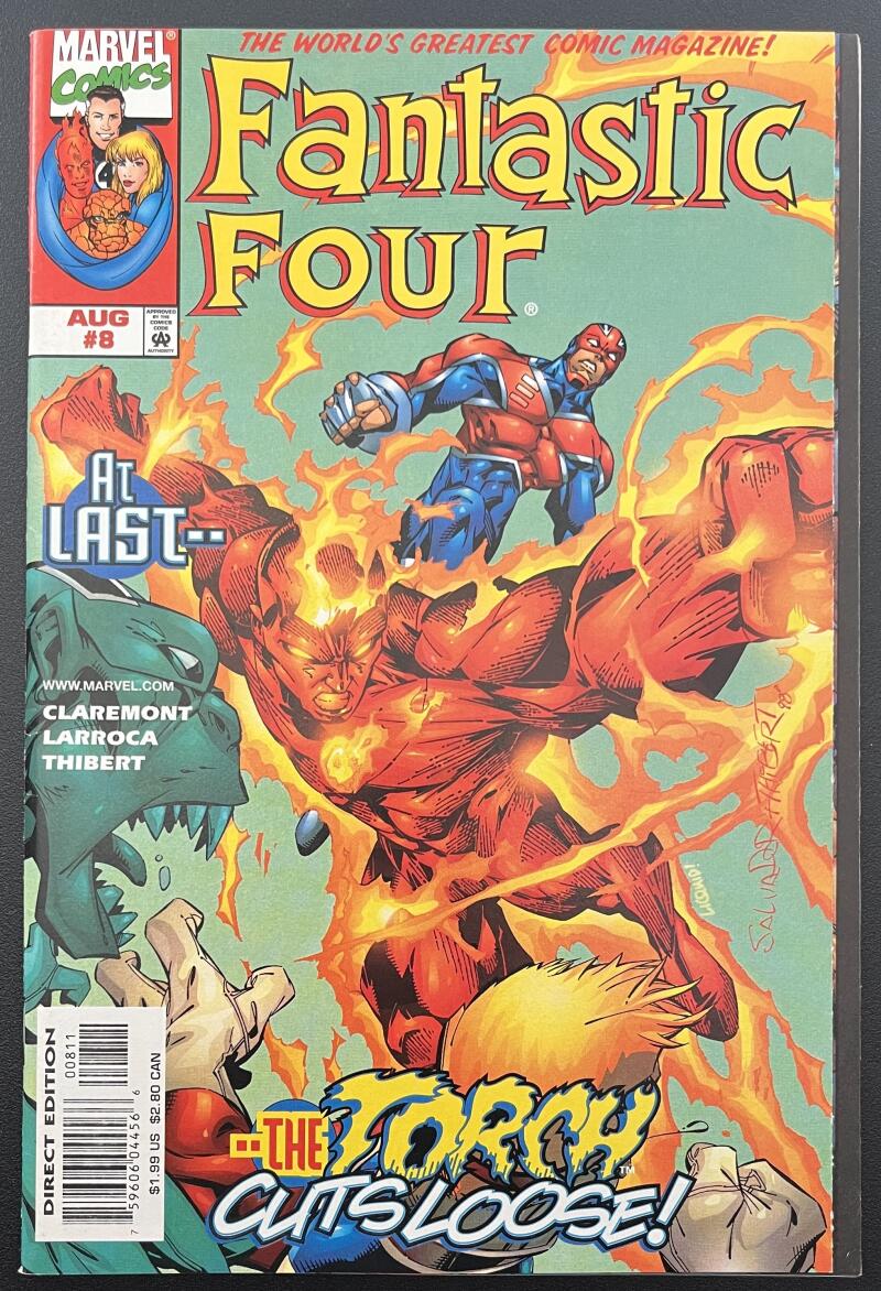 Fantastic Four Torch Cutsloose #8 Marvel Comic Book Aug. 1998 Direct Edition - CB174 Image 1