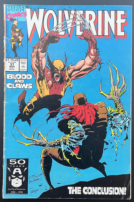 Wolverine #37 Marvel Comic Book Mar. 1991 Direct Edition  - CB198 Image 1
