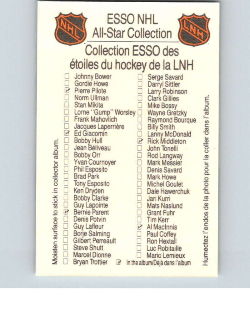1988-89 Esso All-Stars Hockey Card Johnny Bower  V74819 Image 2