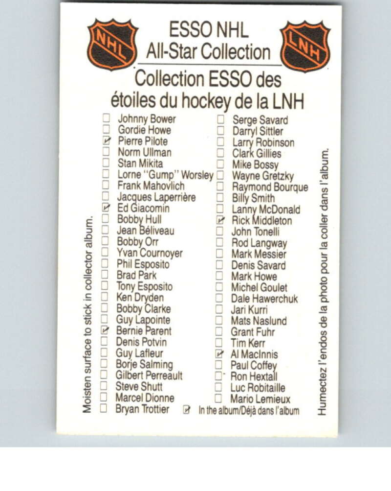 1988-89 Esso All-Stars Hockey Card Bobby Orr  V74902 Image 2