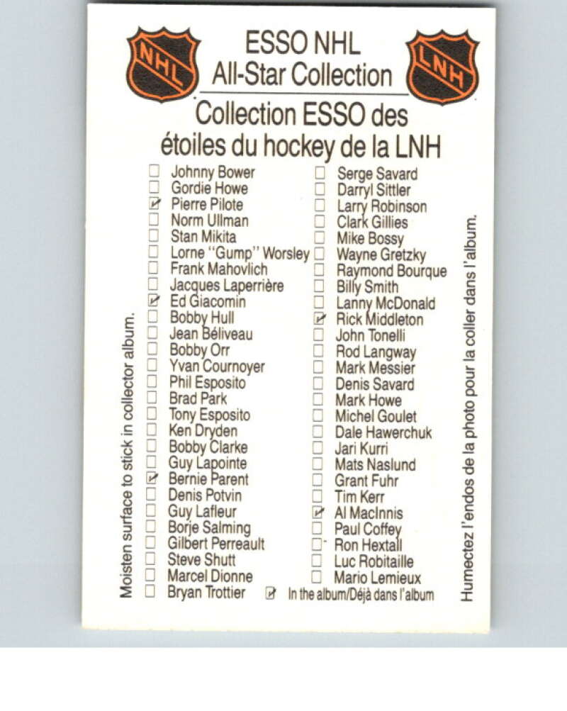 1988-89 Esso All-Stars Hockey Card Bobby Orr V74902 Image 2