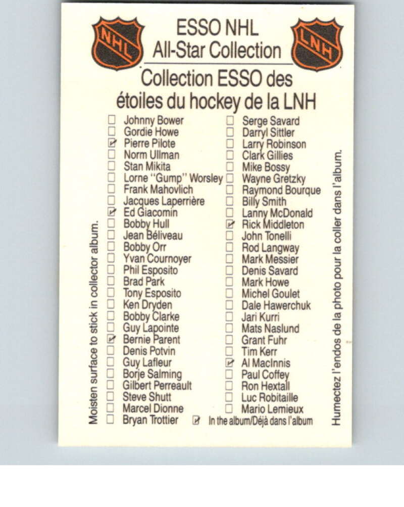 1988-89 Esso All-Stars Hockey Card Bobby Orr V74907 Image 2