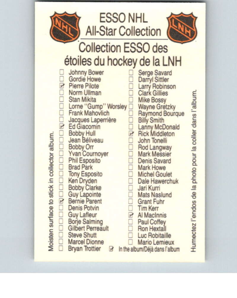 1988-89 Esso All-Stars Hockey Card Bobby Orr V74908 Image 2