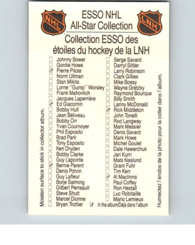 1988-89 Esso All-Stars Hockey Card Bobby Orr  V74908 Image 2