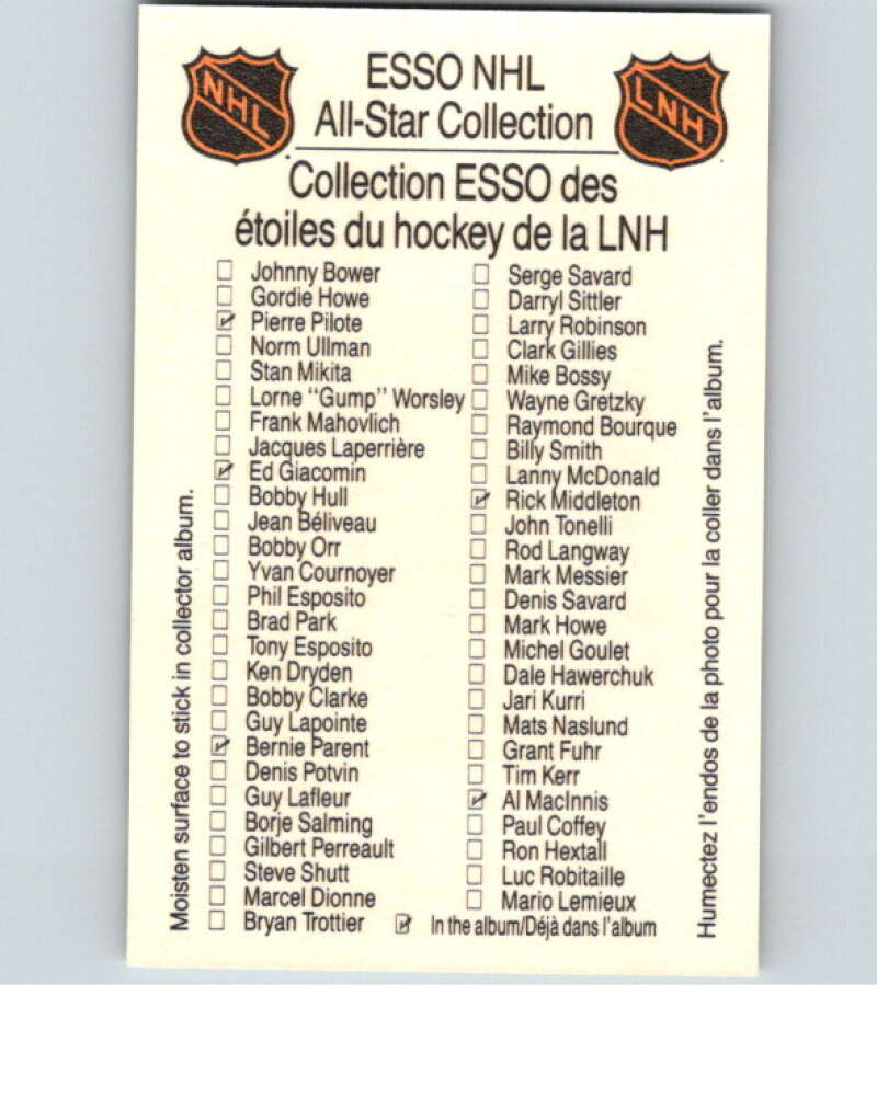 1988-89 Esso All-Stars Hockey Card Ken Dryden V75024 Image 2