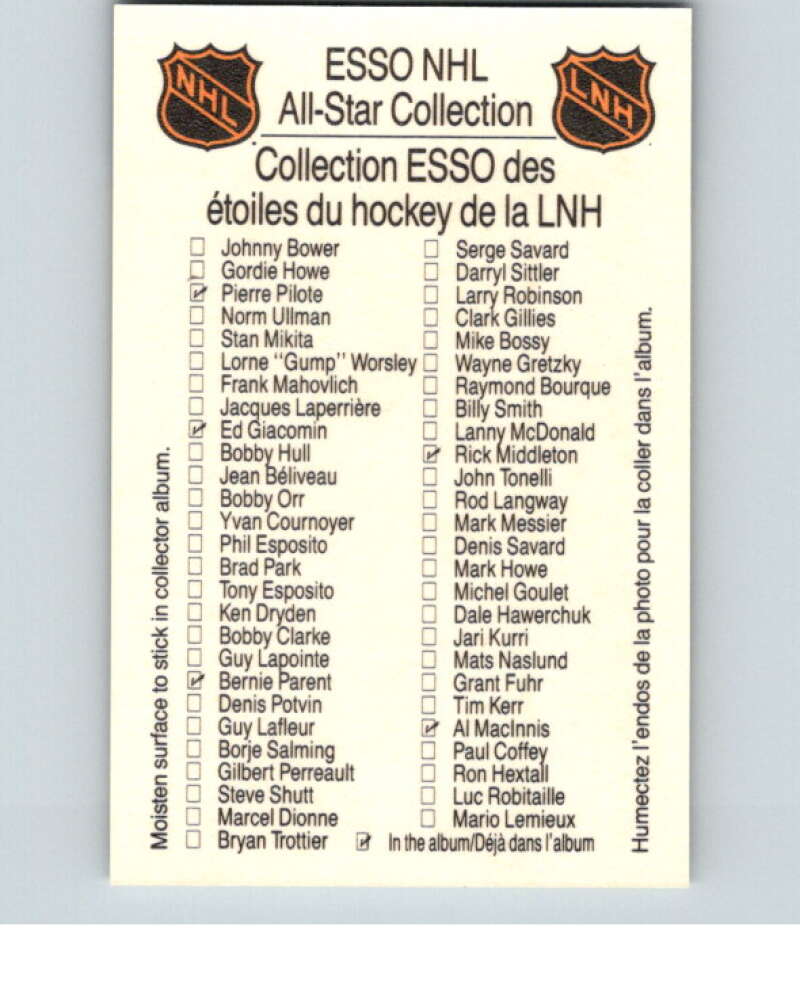 1988-89 Esso All-Stars Hockey Card Jean Beliveau V75123 Image 2