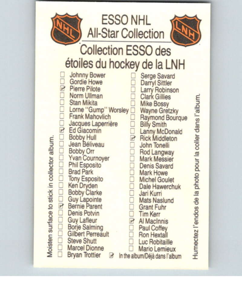 1988-89 Esso All-Stars Hockey Card Bobby Hull V75178 Image 2