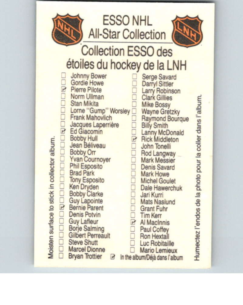1988-89 Esso All-Stars Hockey Card Ron Hextall V75329 Image 2