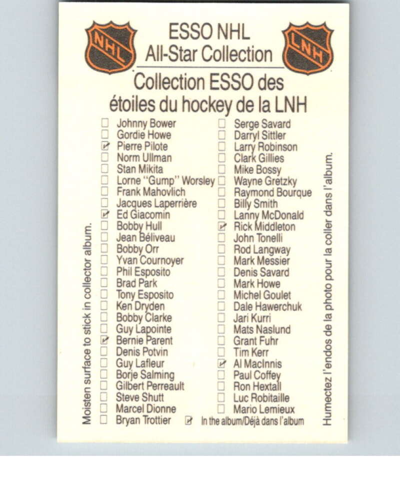 1988-89 Esso All-Stars Hockey Card Bobby Clarke V75355 Image 2