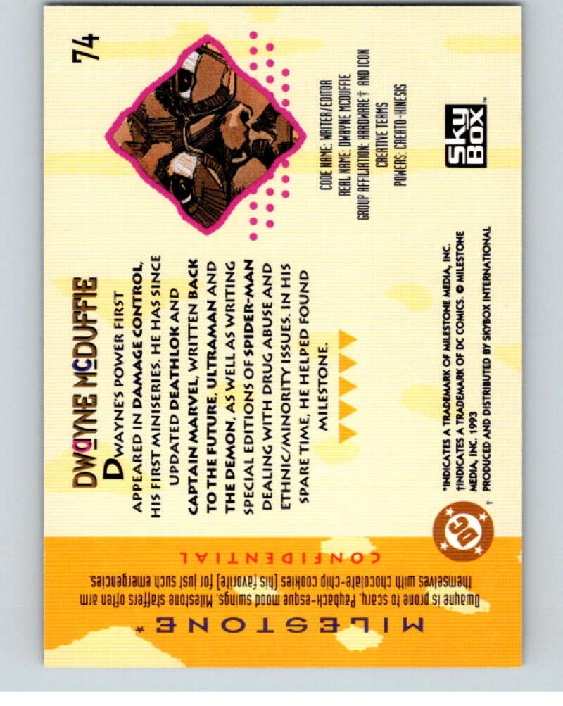 1993 DC Milestone The Dakota Universe #74 Dwayne McDuffie V76454 Image 2
