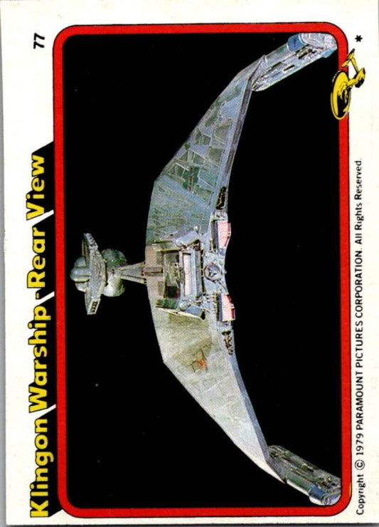 1979 Star Trek The Motion Picture #77 Klingon Warship Rearview V76934 Image 1
