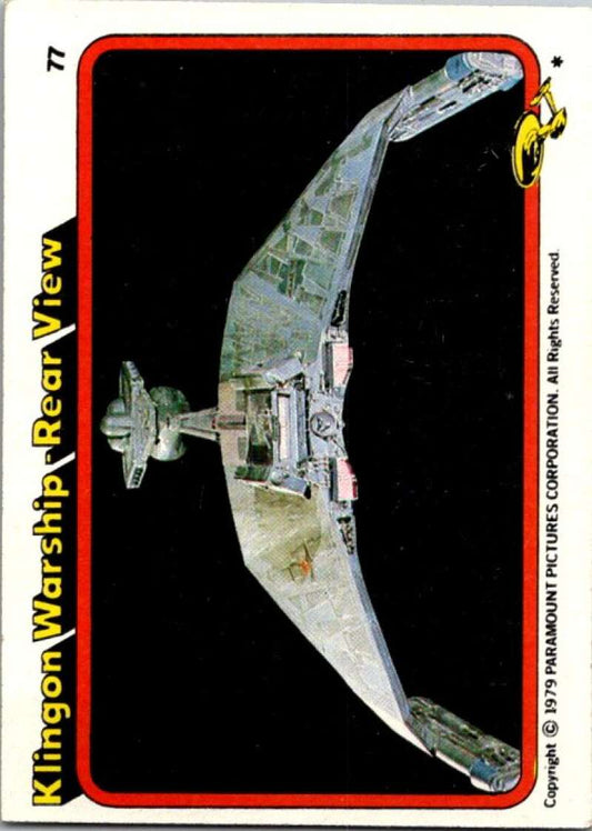 1979 Star Trek The Motion Picture #77 Klingon Warship Rearview V76938 Image 1