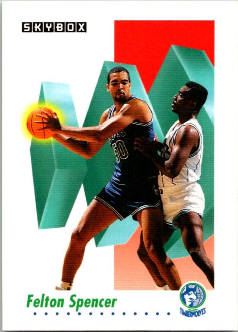 1991-92 SkyBox #174 Felton Spencer Minnesota Timberwolves V77132 Image 1